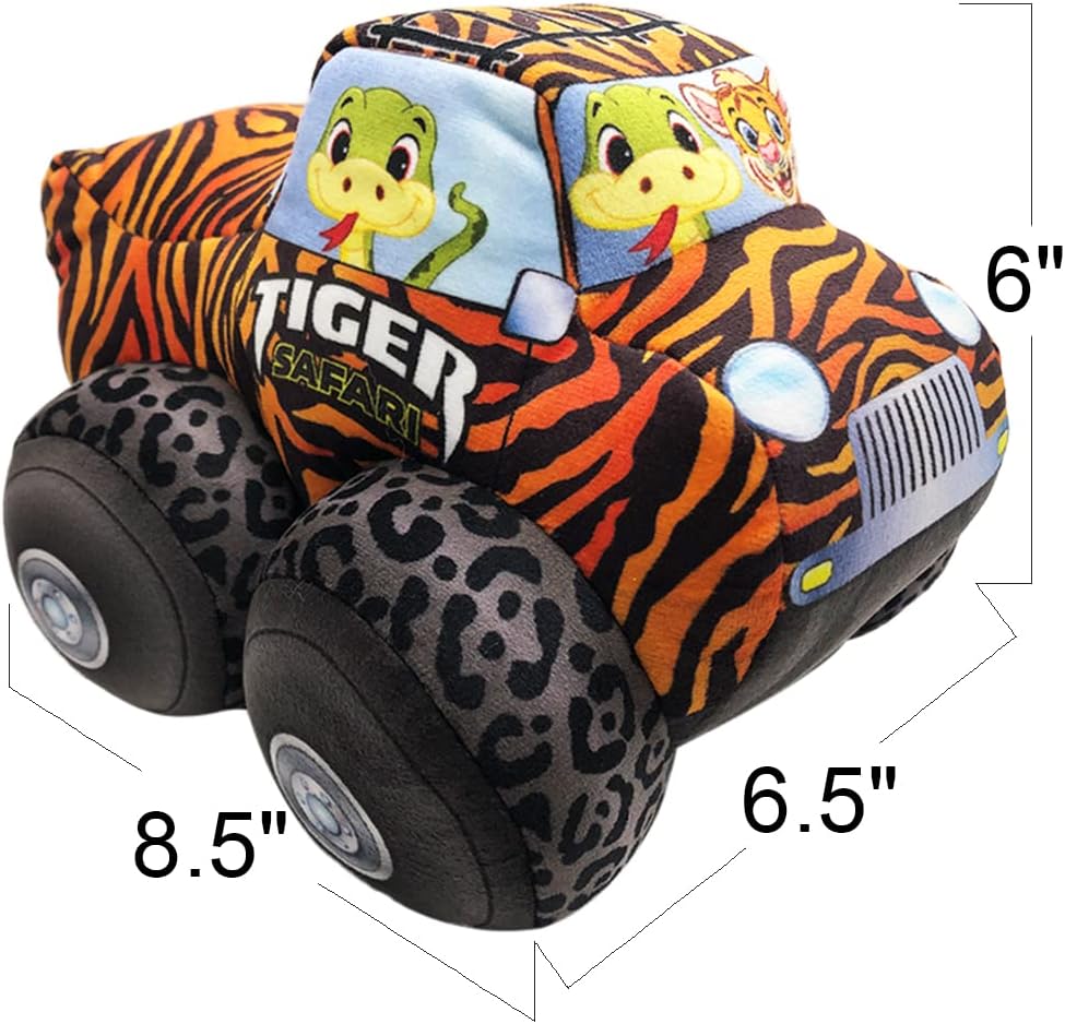 ArtCreativity Safari Plush Monster Truck, 8 Inch Big Monster Truck Stuffed Toy, Cool Animal-Themed Design, Soft Car Toys For Toddlers Car Stuffed Animal, Cars Plush For Boys and Girls, Great Gift Idea