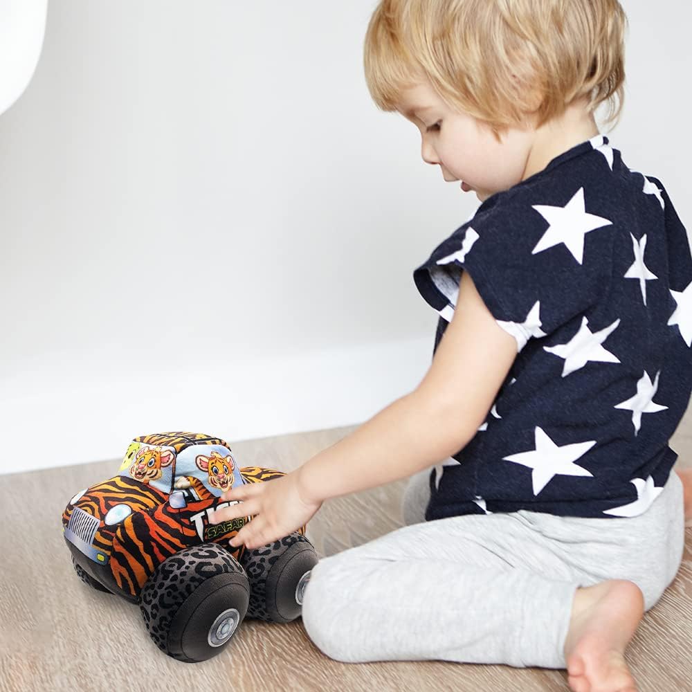ArtCreativity Safari Plush Monster Truck, 8 Inch Big Monster Truck Stuffed Toy, Cool Animal-Themed Design, Soft Car Toys For Toddlers Car Stuffed Animal, Cars Plush For Boys and Girls, Great Gift Idea