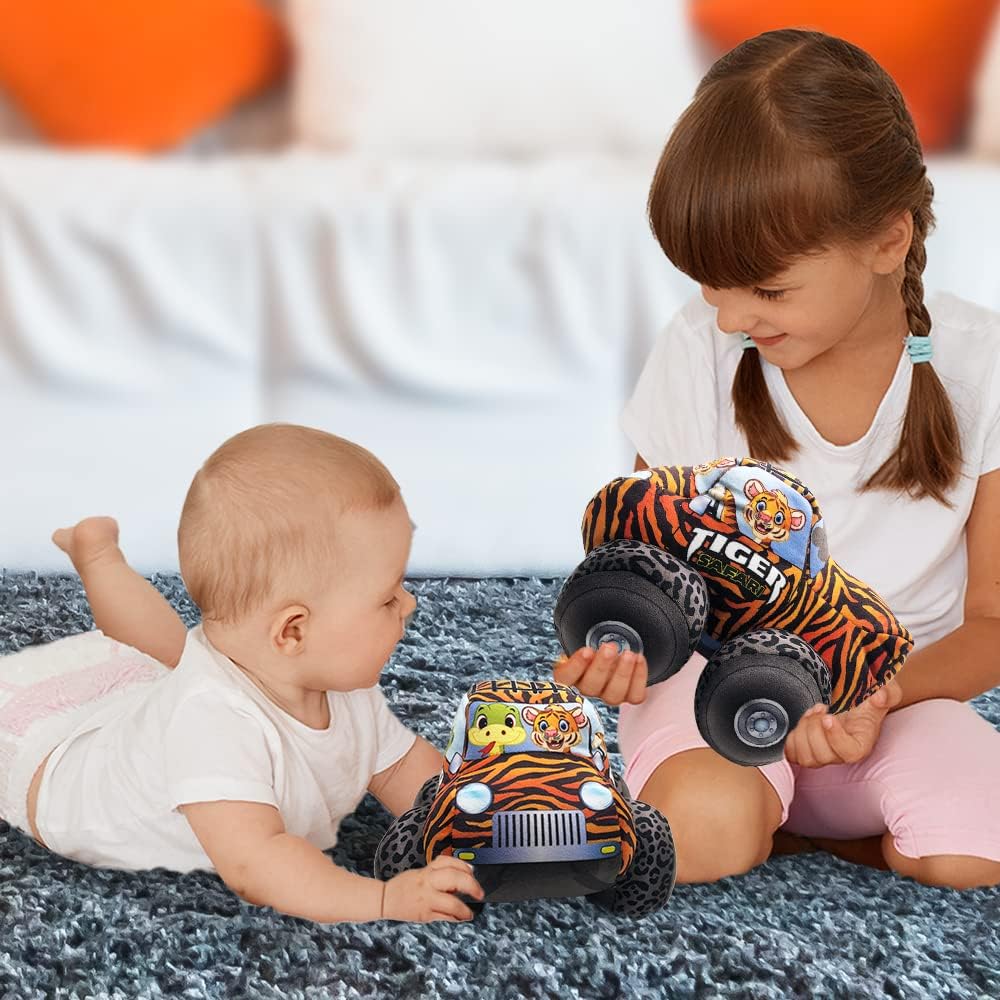 ArtCreativity Safari Plush Monster Truck, 8 Inch Big Monster Truck Stuffed Toy, Cool Animal-Themed Design, Soft Car Toys For Toddlers Car Stuffed Animal, Cars Plush For Boys and Girls, Great Gift Idea