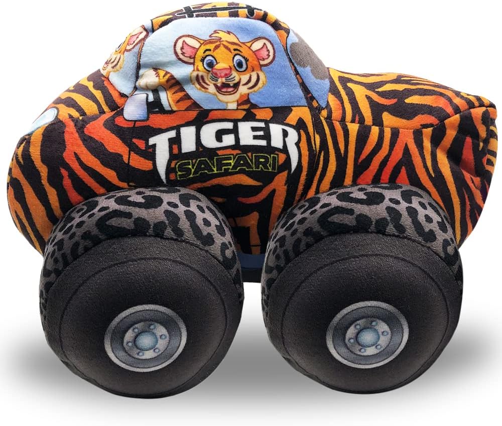 ArtCreativity Safari Plush Monster Truck, 8 Inch Big Monster Truck Stuffed Toy, Cool Animal-Themed Design, Soft Car Toys For Toddlers Car Stuffed Animal, Cars Plush For Boys and Girls, Great Gift Idea