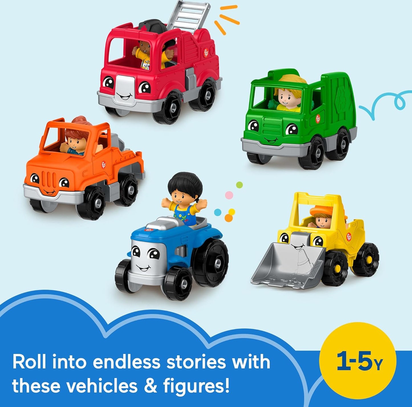 Fisher-Price Little People Toddler Playset Activity Vehicles Set with 10 Toys for Preschool Pretend Play Kids Ages 1+ Years