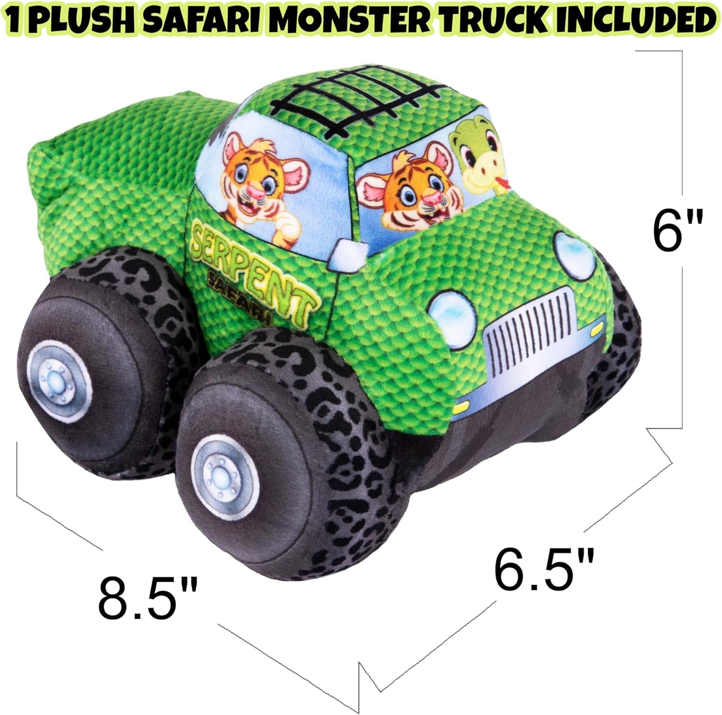 ArtCreativity Plush Monster Truck Safari Design - 8 Inch Big Stuffed Monster Truck - Cool Animal-Themed Design - Soft and Cuddly Toys for Little Boys, Girls, Baby, Toddlers - Great Gift Idea