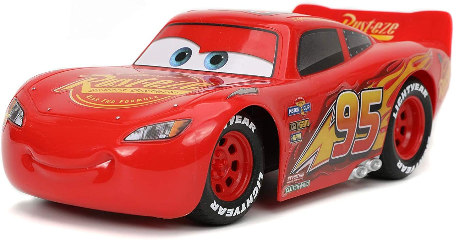 Jada Toys Pixar Cars 1:24 Lightning McQueen RC Remote Control Car 2.4 GHz Red Toys for Kids