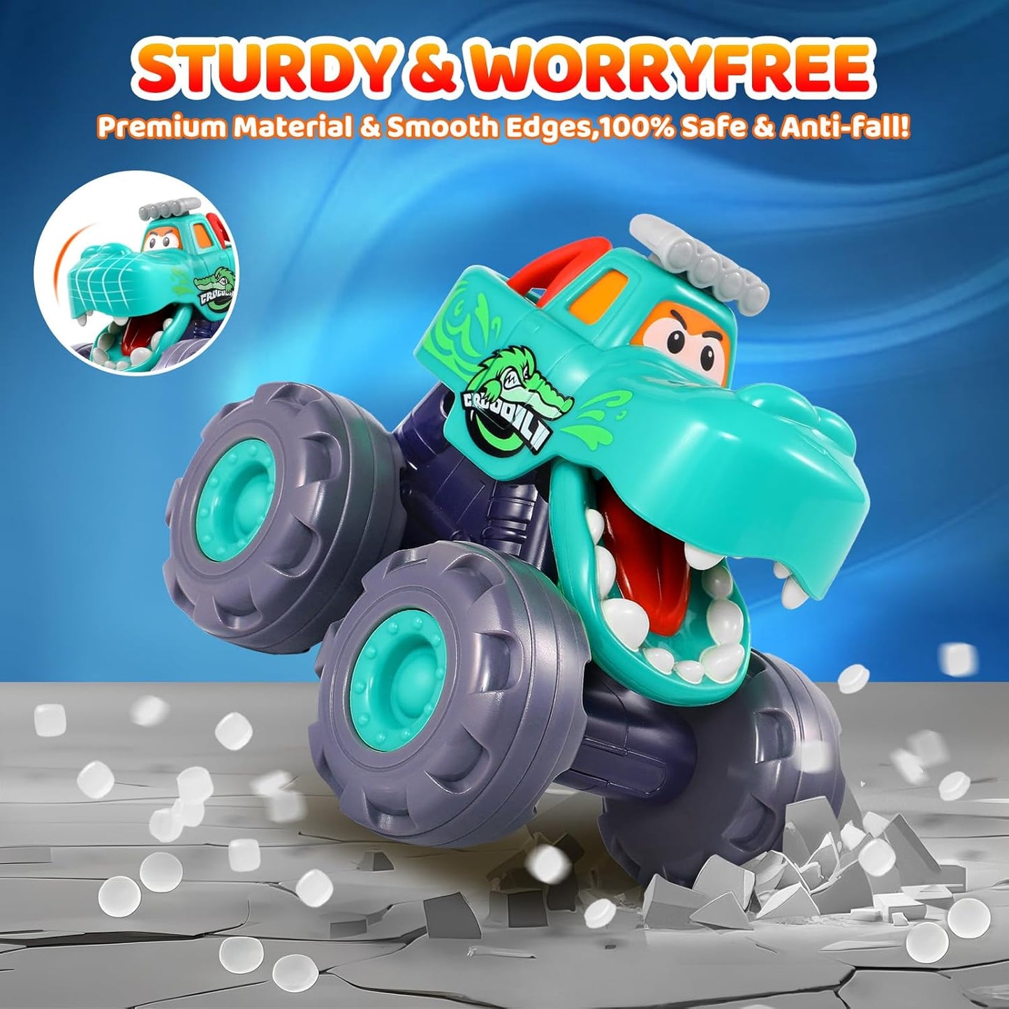 Car Toys for 1 Year Old Boy Gifts, Pull Back Monster Truck Toy Cars for Toddlers 1-3, 1 2 3 One Year Old Boy Birthday Gift 1st Vehicles Kids Stocking Stuffers Toddler Baby Boys Toys 12-18 Months