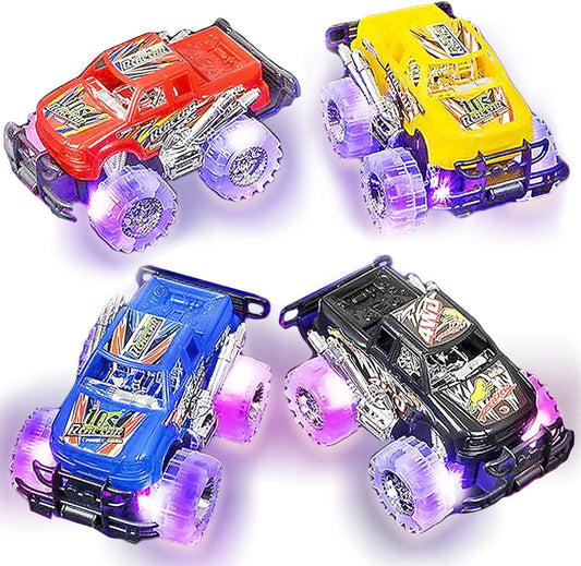 Light-Up Monster Truck Toys (2-Pack) – Push-&-Go Cars with Glowing Wheels – Birthday Gift for Toddlers, Boys & Girls Ages 3+ – Durable Friction-Powered Trucks – Batteries Included